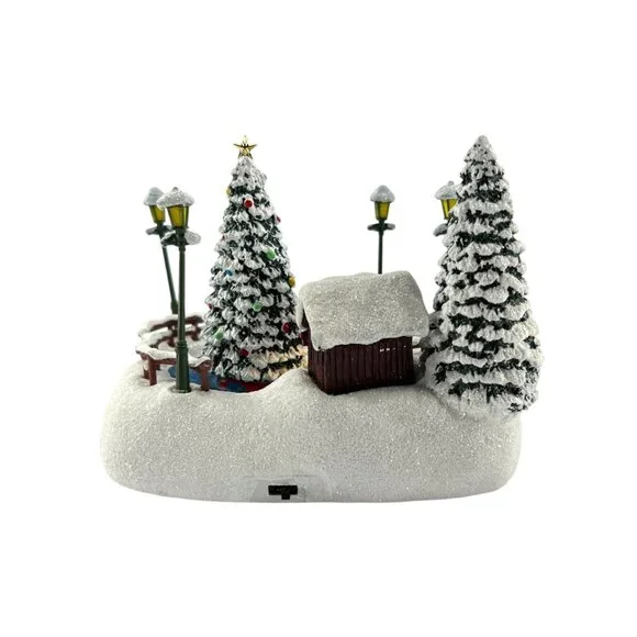 Thomas Kinkade Oh What Fun 2024 Christmas Lighted Skating Pond Teleflora New